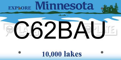C62BAU Minnesota License Plate