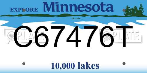 C67476T Minnesota License Plate