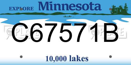 C67571B Minnesota License Plate