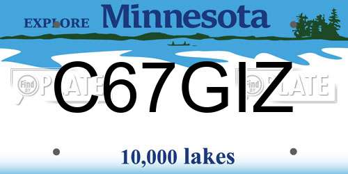 C67GIZ Minnesota License Plate