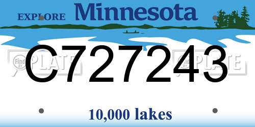 C727243 Minnesota License Plate