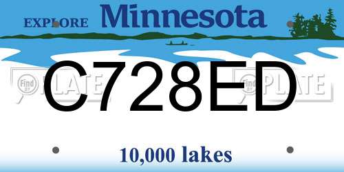 C728ED Minnesota License Plate