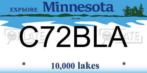 C72BLA Minnesota License Plate