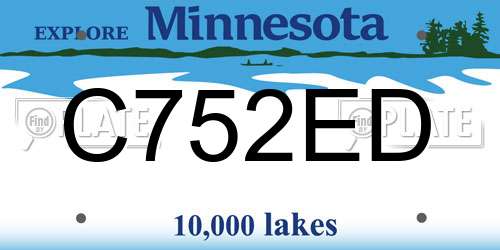 C752ED Minnesota License Plate