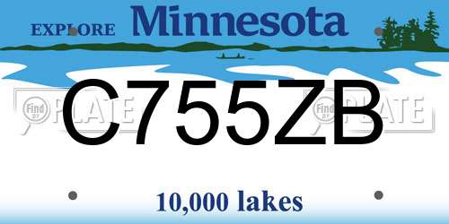 C755ZB Minnesota License Plate