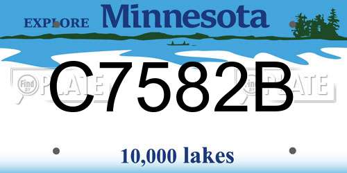 C7582B Minnesota License Plate