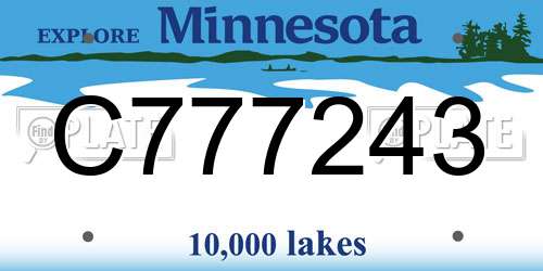 C777243 Minnesota License Plate