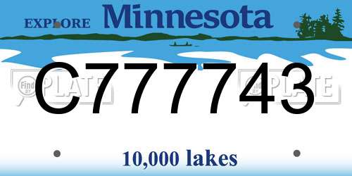 C777743 Minnesota License Plate