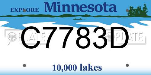C7783D Minnesota License Plate