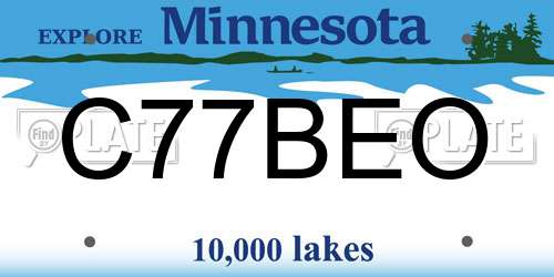 C77BEO Minnesota License Plate