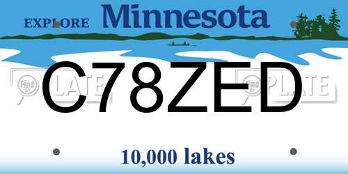 C78ZED Minnesota License Plate