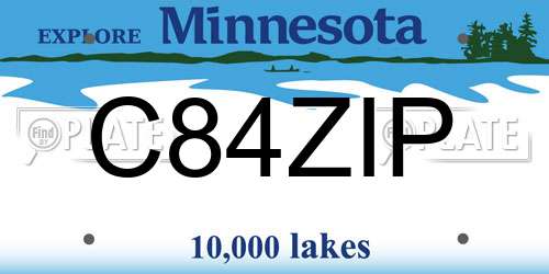C84ZIP Minnesota License Plate