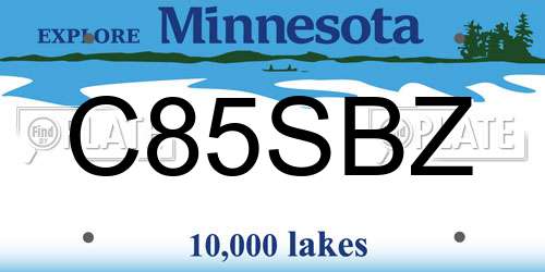 C85SBZ Minnesota License Plate