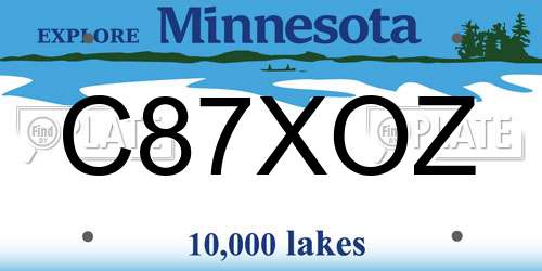 C87XOZ Minnesota License Plate