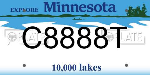 C8888T Minnesota License Plate