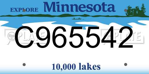 C965542 Minnesota License Plate