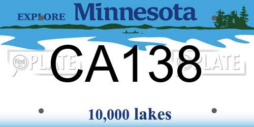 CA138 Minnesota License Plate