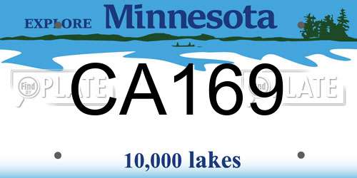 CA169 Minnesota License Plate