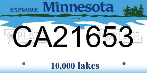 CA21653 Minnesota License Plate