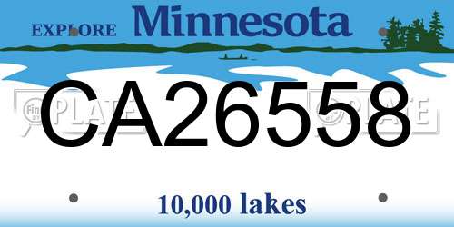 CA26558 Minnesota License Plate