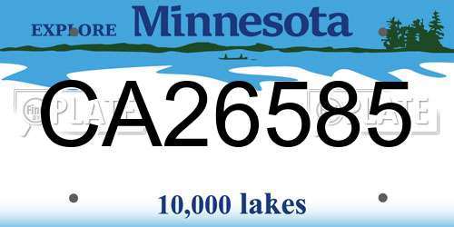 CA26585 Minnesota License Plate