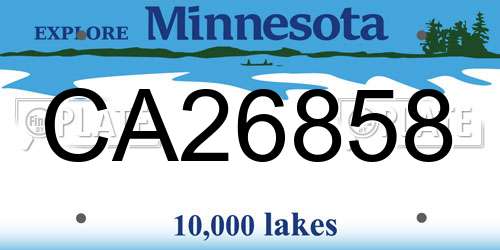 CA26858 Minnesota License Plate