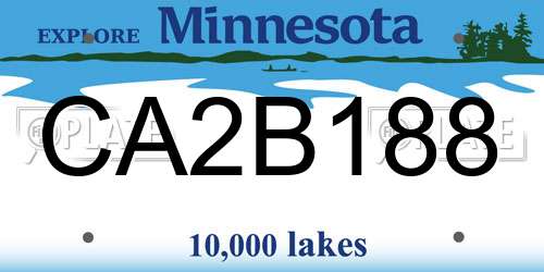 CA2B188 Minnesota License Plate