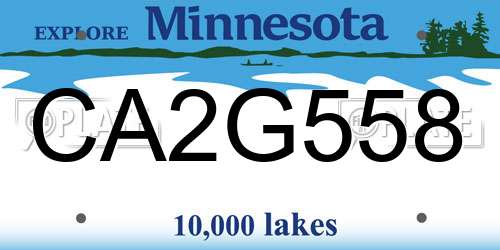 CA2G558 Minnesota License Plate