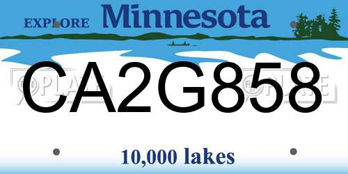 CA2G858 Minnesota License Plate
