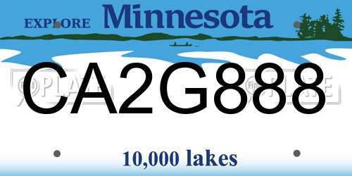 CA2G888 Minnesota License Plate
