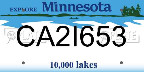 CA2I653 Minnesota License Plate