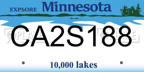CA2S188 Minnesota License Plate