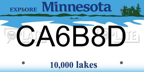 CA6B8D Minnesota License Plate