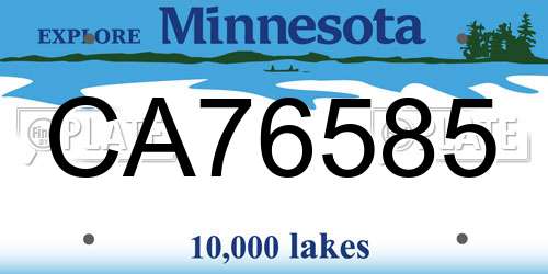CA76585 Minnesota License Plate
