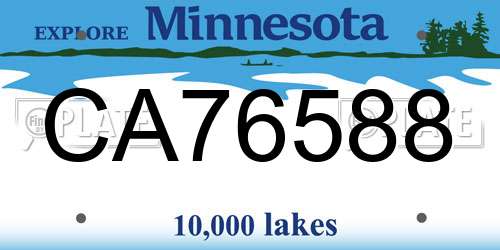 CA76588 Minnesota License Plate