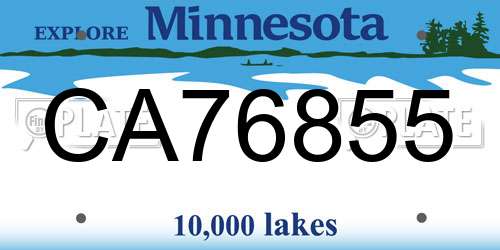 CA76855 Minnesota License Plate