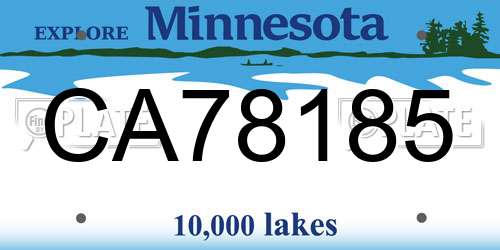 CA78185 Minnesota License Plate