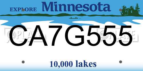 CA7G555 Minnesota License Plate