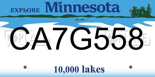 CA7G558 Minnesota License Plate