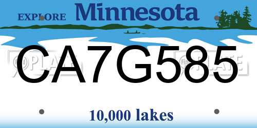 CA7G585 Minnesota License Plate