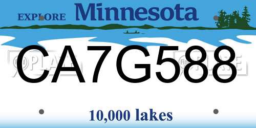 CA7G588 Minnesota License Plate