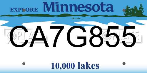CA7G855 Minnesota License Plate