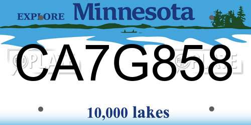 CA7G858 Minnesota License Plate