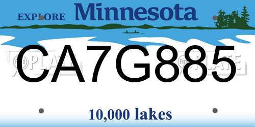 CA7G885 Minnesota License Plate
