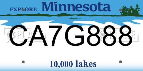 CA7G888 Minnesota License Plate
