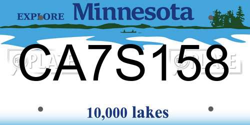 CA7S158 Minnesota License Plate