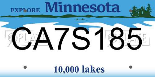 CA7S185 Minnesota License Plate