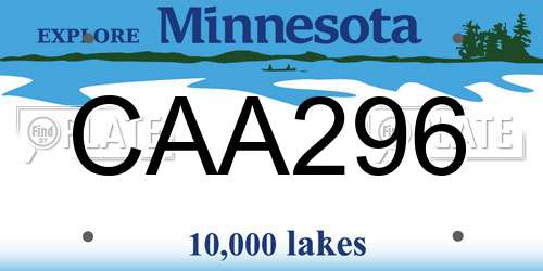 CAA296 Minnesota License Plate