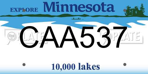 CAA537 Minnesota License Plate