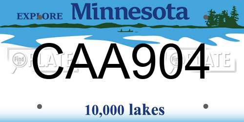 CAA904 Minnesota License Plate